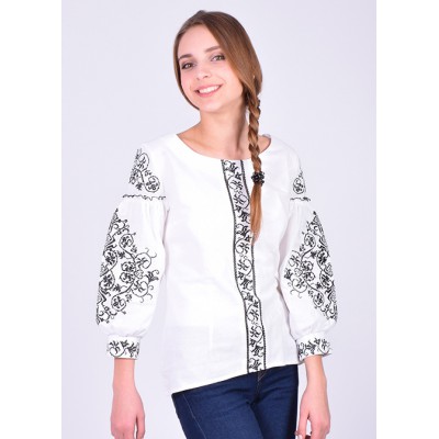 Embroidered blouse "Verkhovna" black on white
